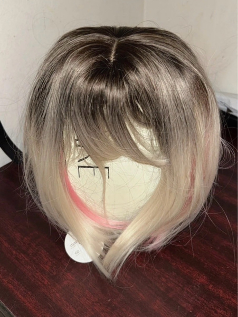 Short Ombre Bob Wig with Pink Accent - Women Hair